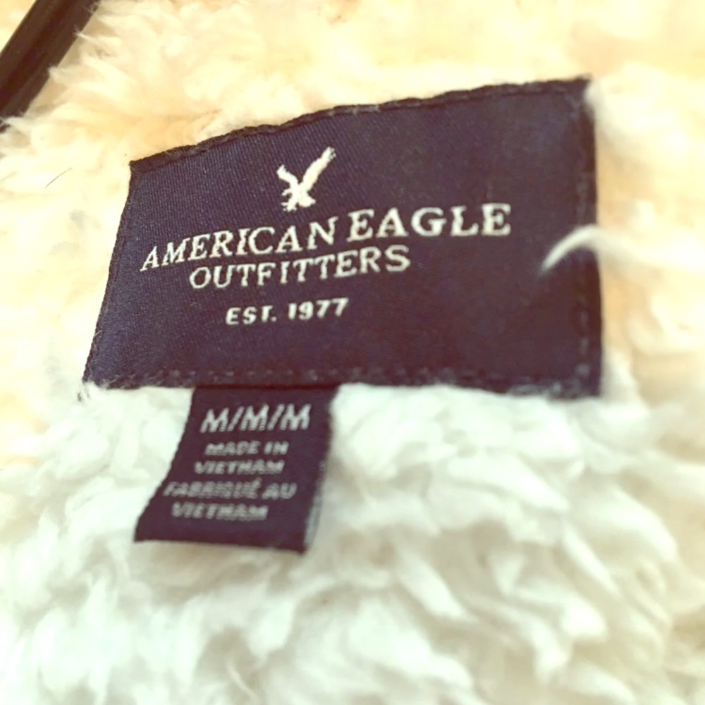 American Eagle white fur cardigan